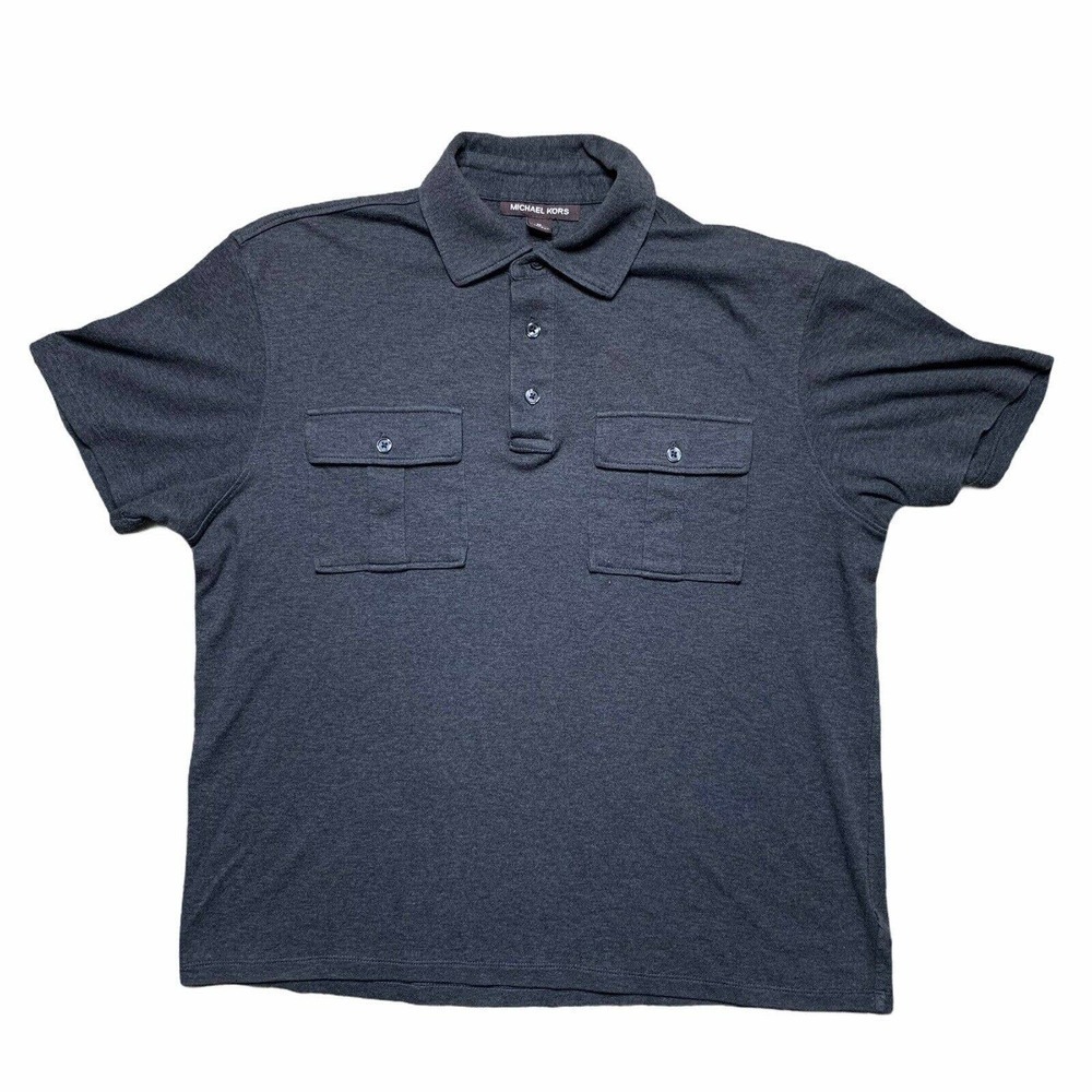 Michael Kors Gray Button Up Polo Shirt Medium EUC